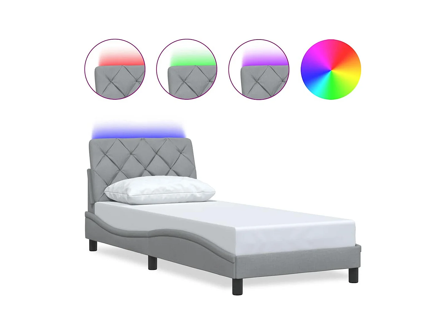 Letto per adulti | Letto singolo | Giroletto con LED senza Materasso 80x200 cm Tessuto