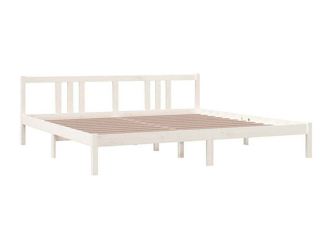 Lit double | Lit adulte | Cadre de lit blanc bois massif 200x200 cm