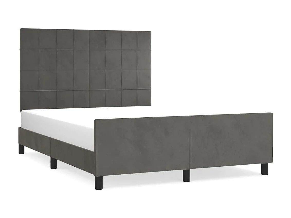 Lit double | Lit adulte | Cadre de lit gris foncé 140x190 cm velours