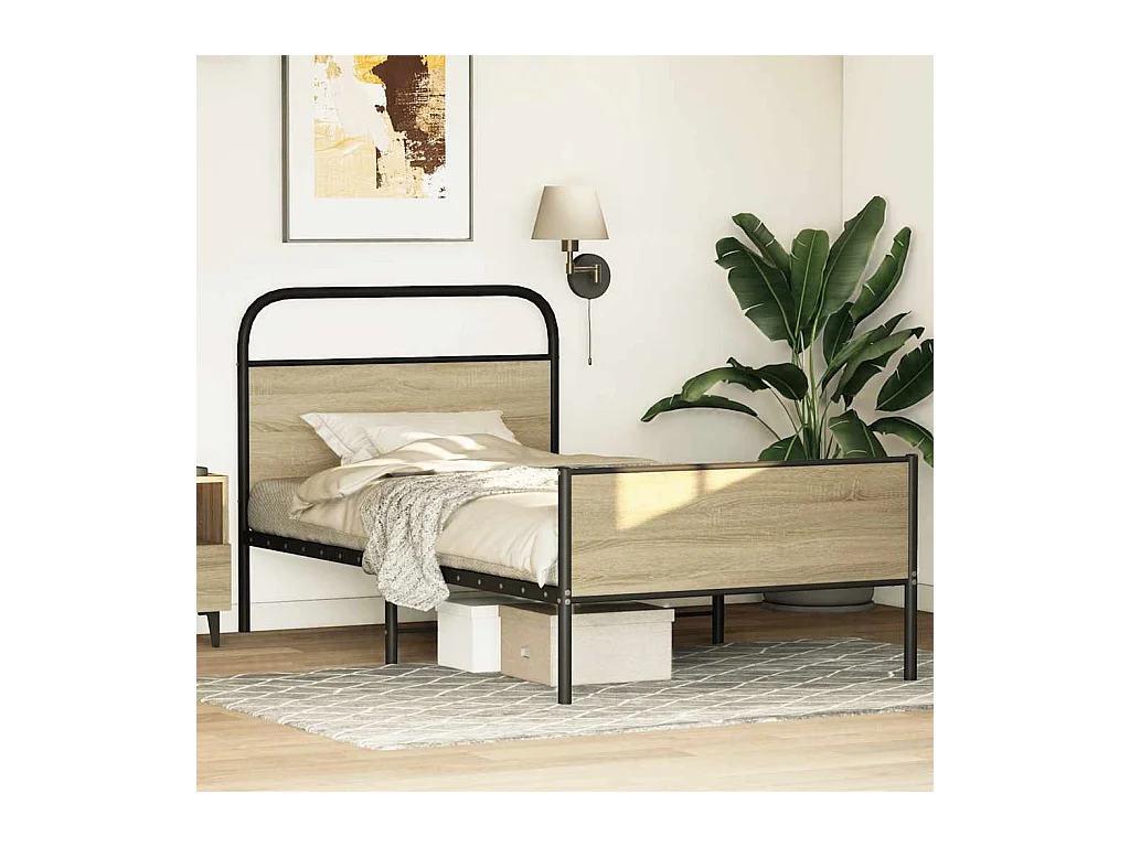 Letto per adulti | Letto singolo | Giroletto senza Materasso Rovere Sonoma 100x190cm in Truciolato