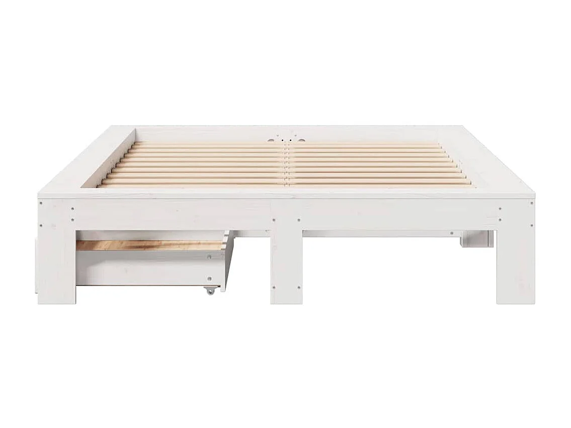 Lit simple | Lit adulte, enfant | Cadre de lit blanc 120x190 cm bois de pin massif