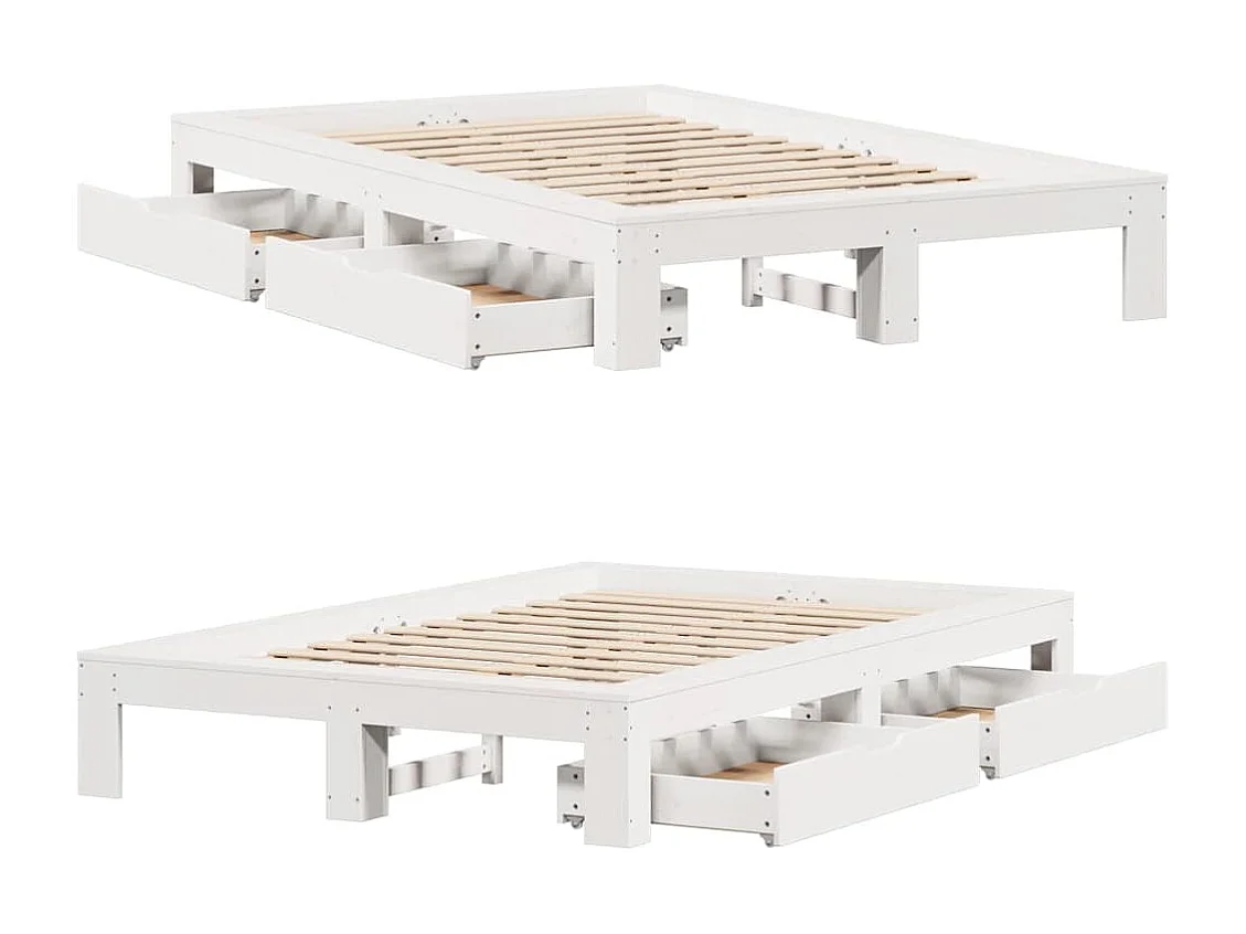 Lit simple | Lit adulte, enfant | Cadre de lit blanc 120x190 cm bois de pin massif