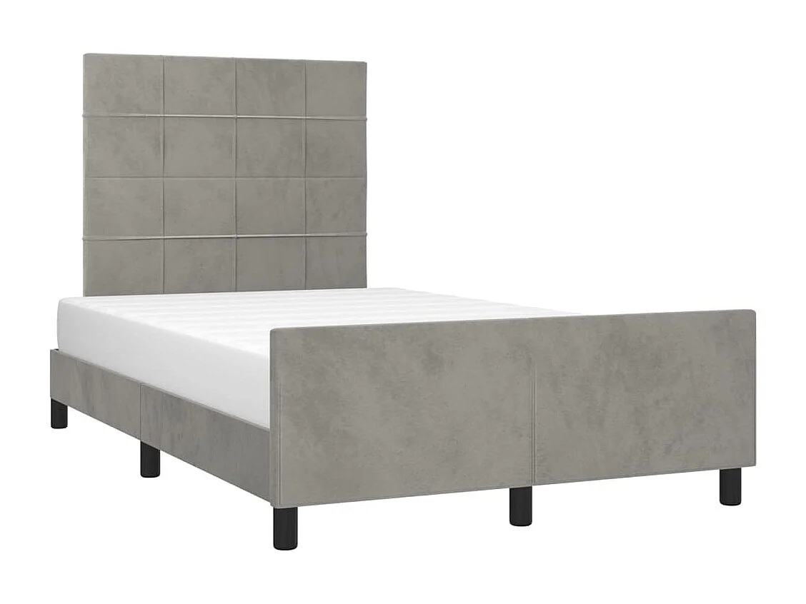 Lit simple | Lit adulte, enfant | Cadre de lit gris clair 120x200 cm velours