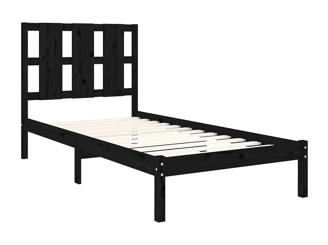 Lit simple | Lit adulte, enfant | Cadre de lit noir 75x190 cm bois massif