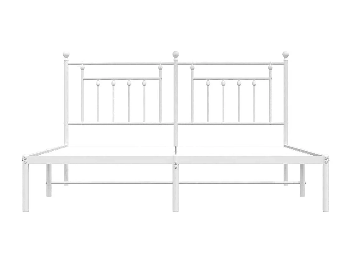Lit double | Lit adulte | Cadre de lit métal et tête de lit blanc 183x213 cm