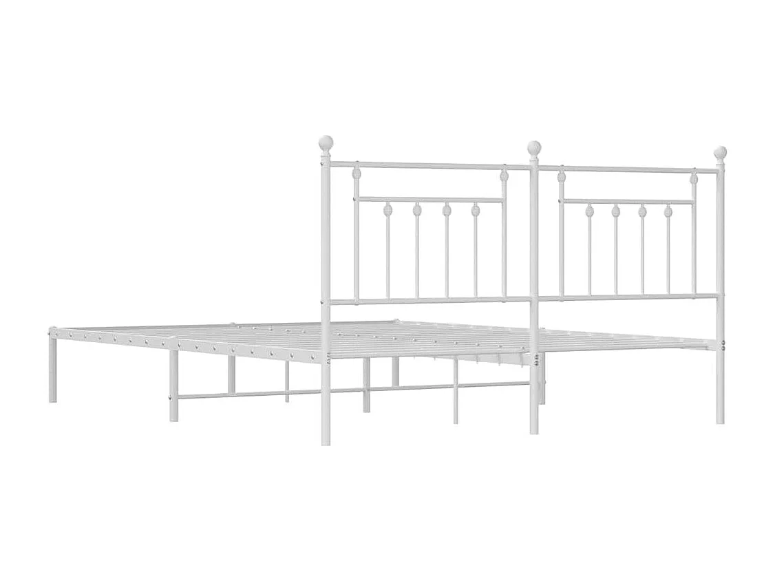 Lit double | Lit adulte | Cadre de lit métal et tête de lit blanc 183x213 cm