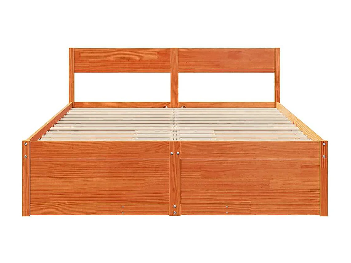 Lit double | Lit adulte | Cadre de lit cire marron 140x200cm bois pin massif