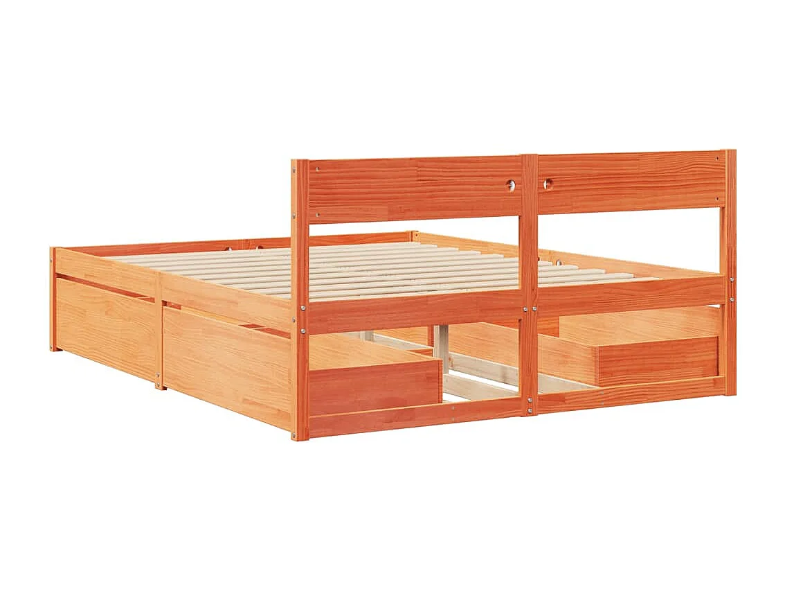 Lit double | Lit adulte | Cadre de lit cire marron 140x200cm bois pin massif