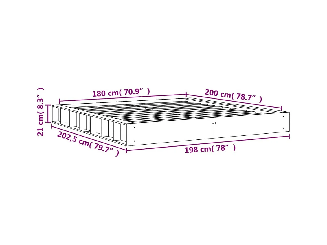 Lit double | Lit adulte | Cadre de lit cire marron 180x200cm bois pin massif