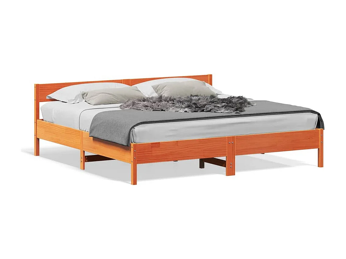 Lit double | Lit adulte | Cadre de lit cire marron 180x200cm bois pin massif
