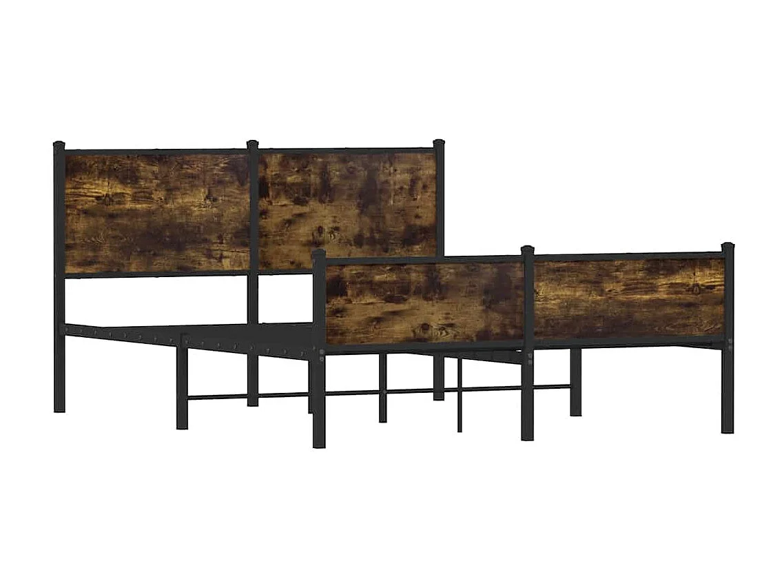Letto per adulti | Letto matrimoniale | Giroletto senza Materaso in Metallo Rovere Fumo 140x190 cm
