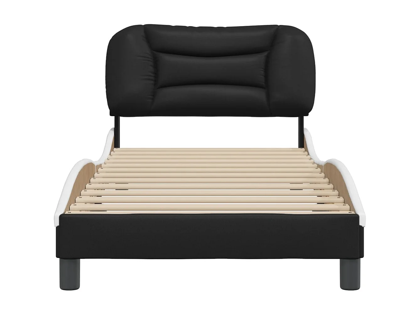 Lit simple | Lit adulte, enfant | Cadre de lit noir et blanc 80x200 cm similicuir