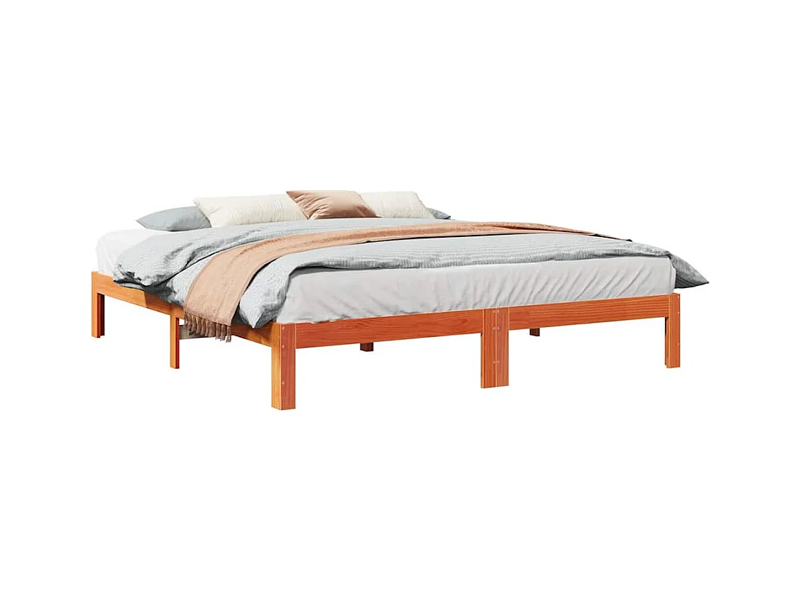 Letto per adulti | Letto matrimoniale | Giroletto senza Materasso Marrone Cera 160x200 cm Legno di Pino