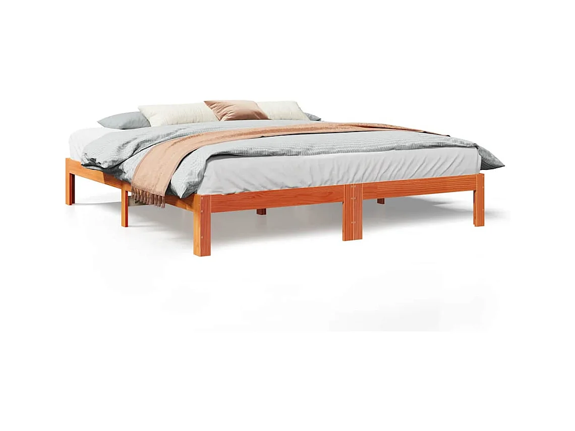 Letto per adulti | Letto matrimoniale | Giroletto senza Materasso Marrone Cera 160x200 cm Legno di Pino