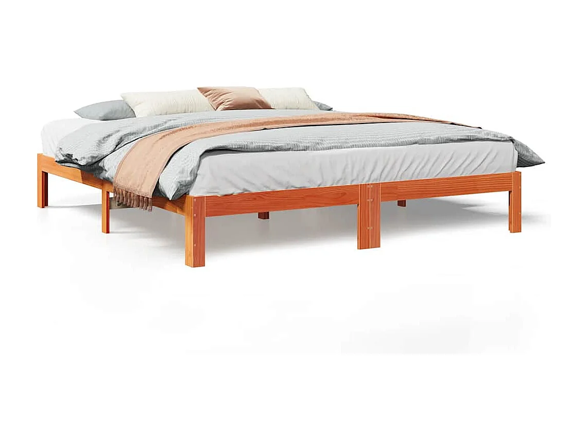 Lit double | Lit adulte | Cadre de lit cire marron 160x200cm bois pin massif