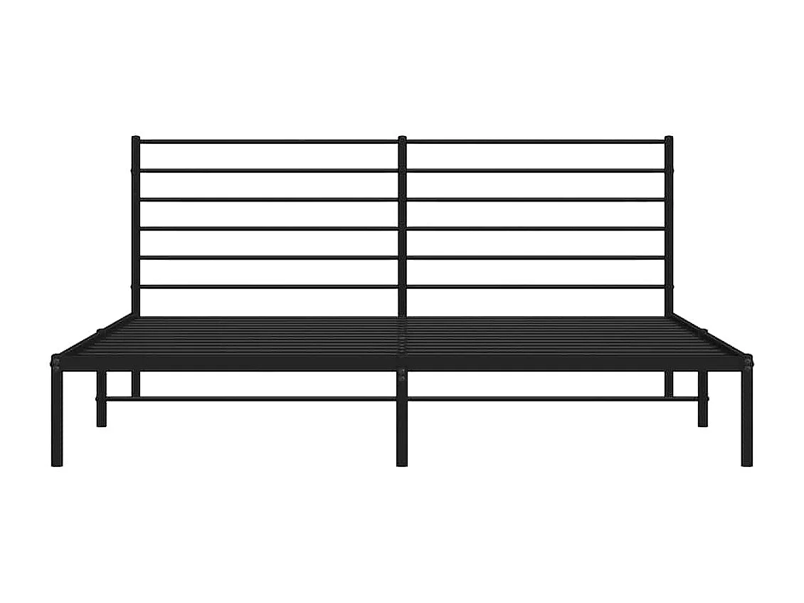 Lit double | Lit adulte | Cadre de lit métal avec tête de lit noir 193x203cm