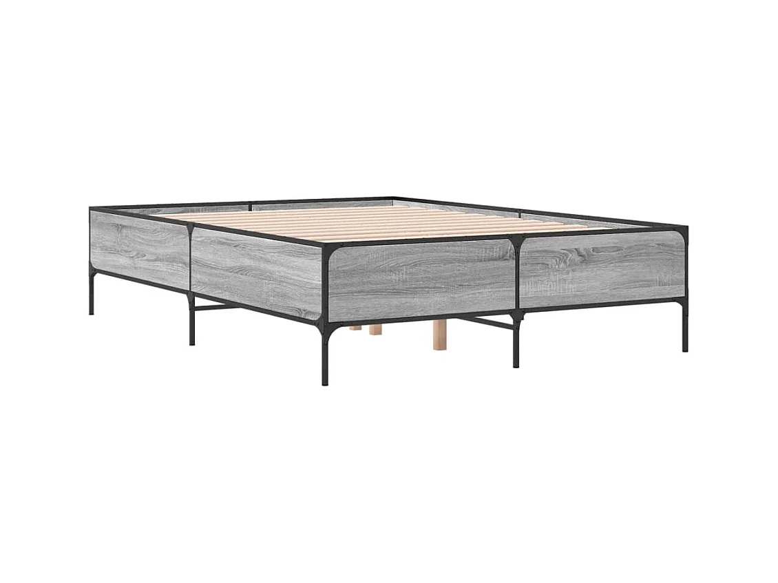 Lit double | Lit adulte | Cadre de lit sonoma gris 150x200 cm