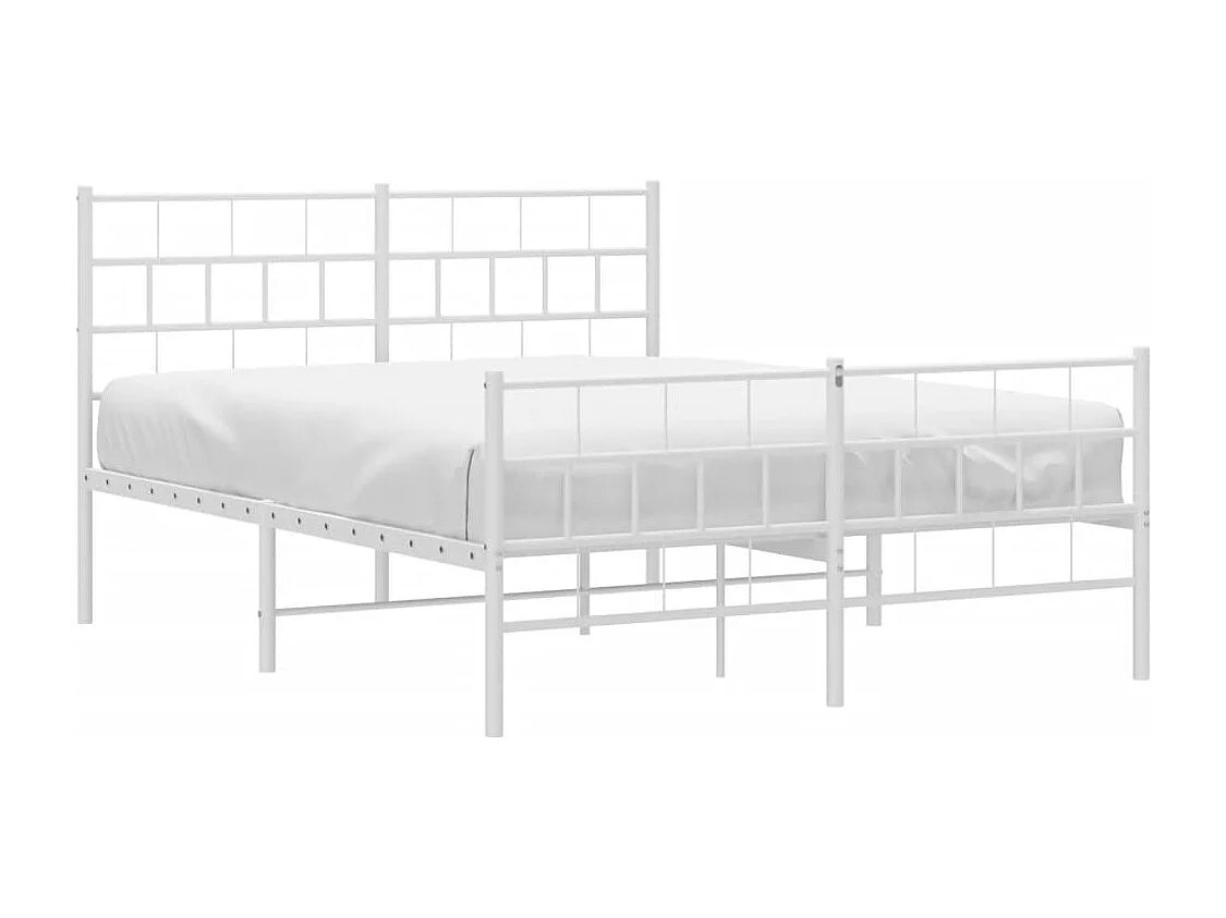Lit double | Lit adulte | Cadre de lit métal et pied de lit blanc 140x190 cm