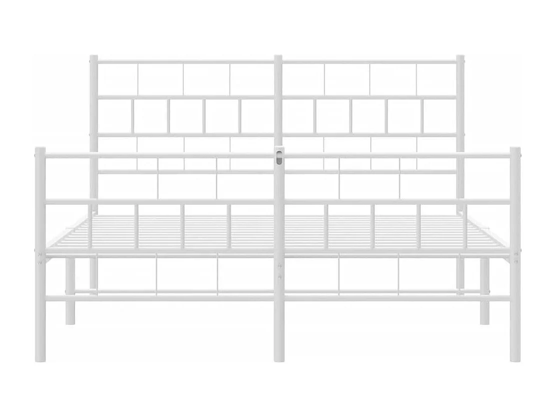 Lit double | Lit adulte | Cadre de lit métal et pied de lit blanc 140x190 cm