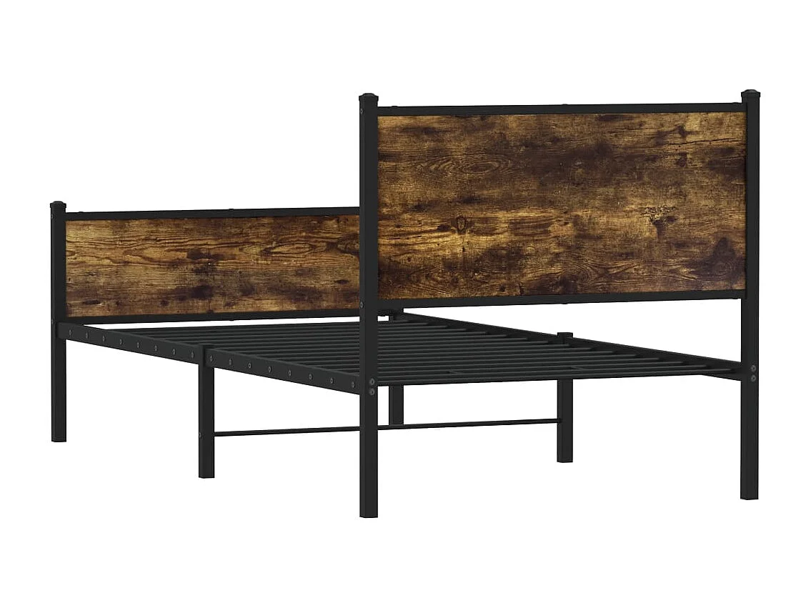 Letto per adulti | Letto singolo | Giroletto senza Materasso in Metallo Rovere Fumo 75x190 cm