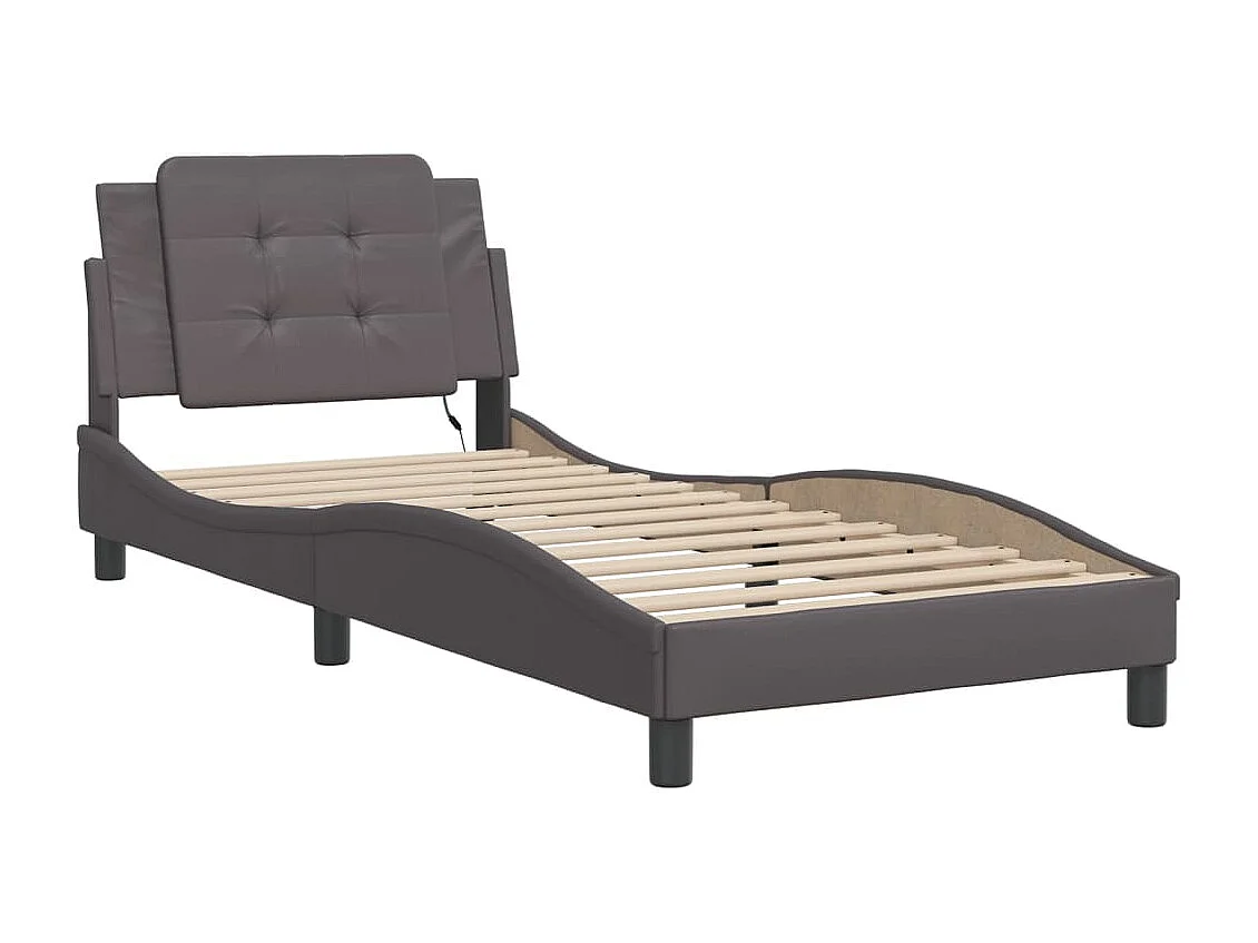 Lit simple | Lit adulte, enfant | Cadre de lit avec LED gris 100x200 cm