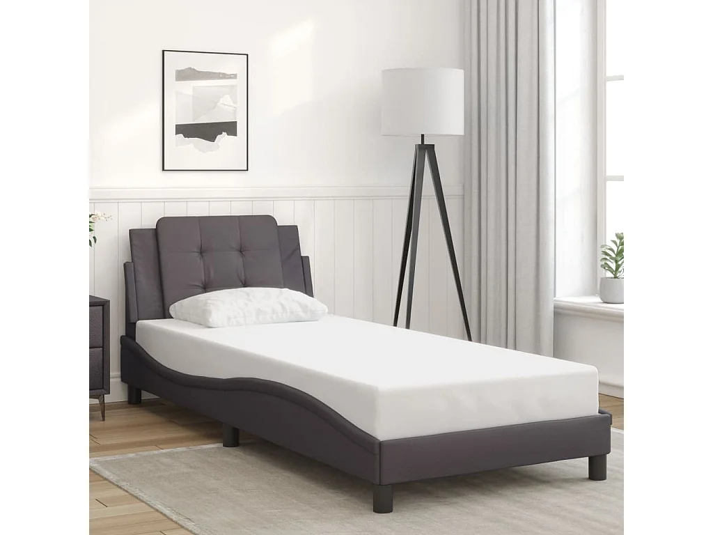 Lit simple | Lit adulte, enfant | Cadre de lit avec LED gris 100x200 cm