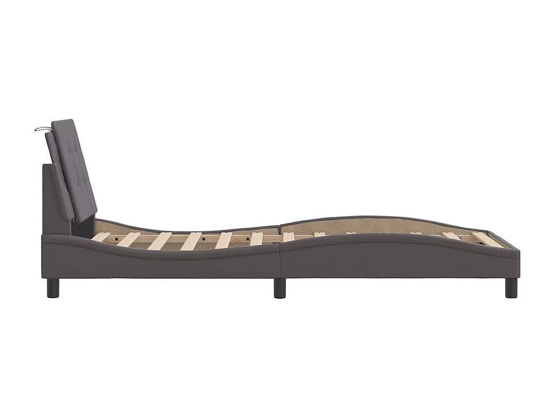 Lit simple | Lit adulte, enfant | Cadre de lit avec LED gris 100x200 cm