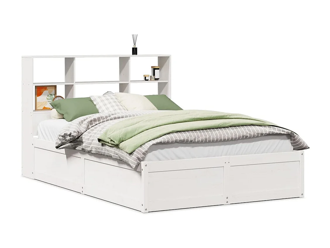 Lit double | Lit adulte | Cadre de lit blanc 140x190 cm bois de pin massif