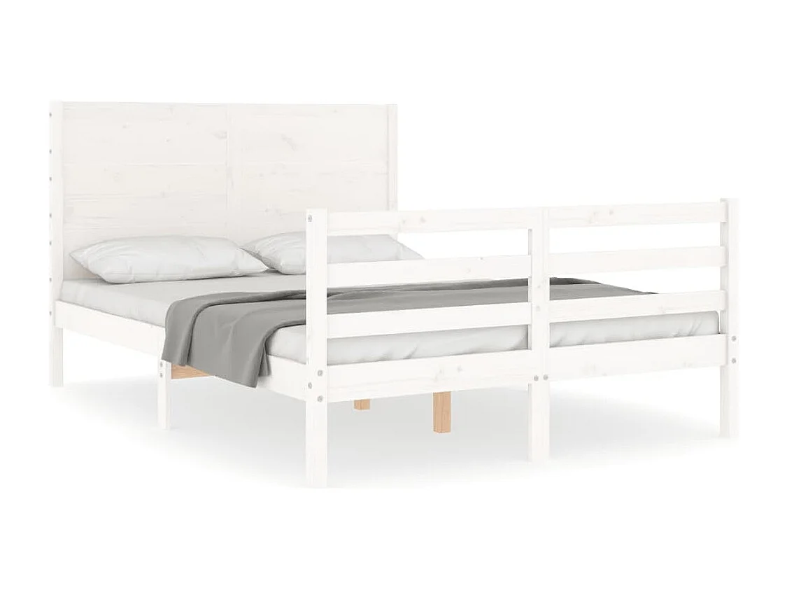 Lit double | Lit adulte | Cadre de lit blanc 140x200 cm bois massif