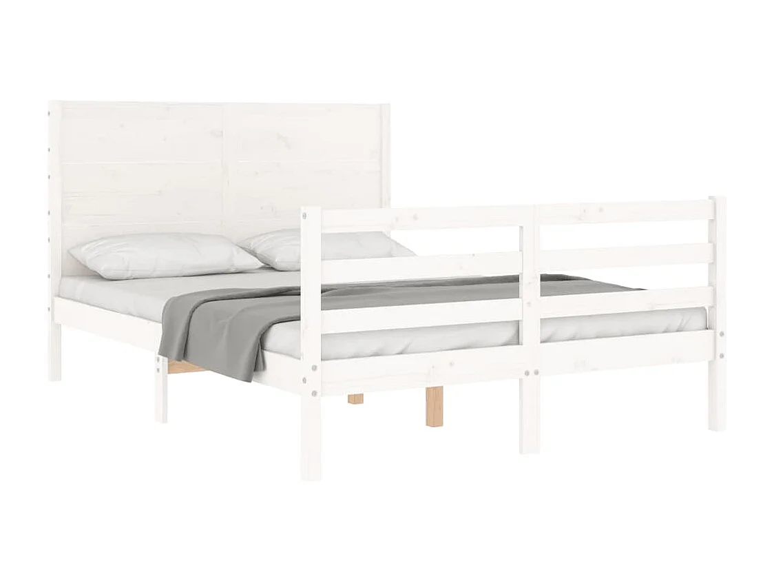 Lit double | Lit adulte | Cadre de lit blanc 140x200 cm bois massif