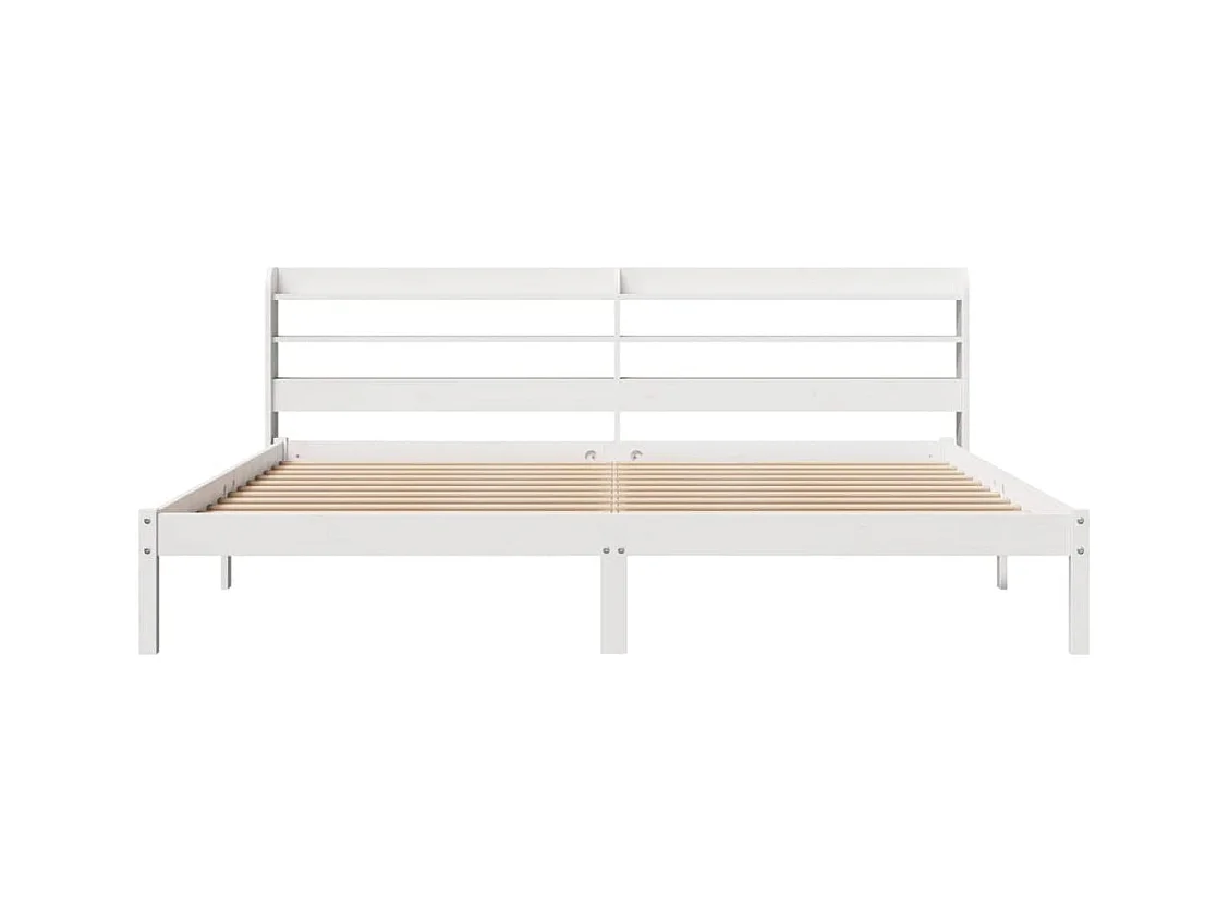 Lit double | Lit adulte | Cadre de lit blanc 200x200 cm bois massif de pin