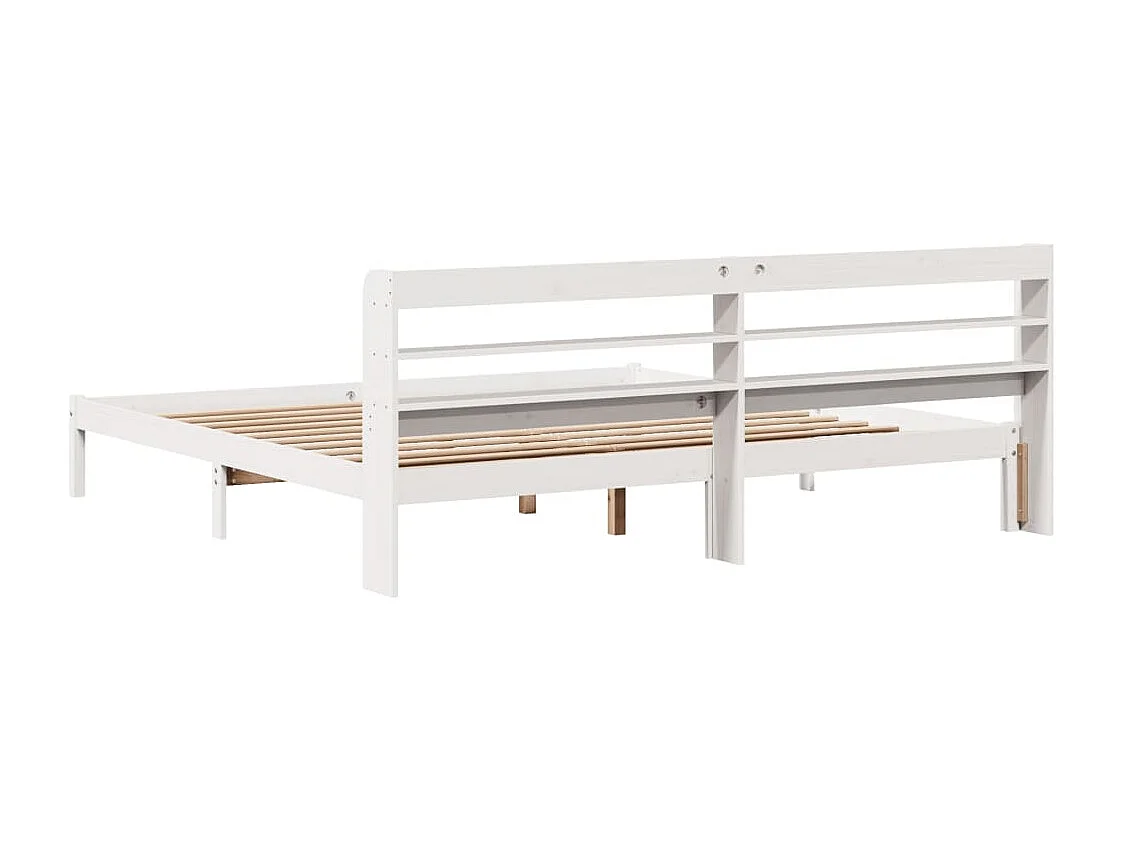 Lit double | Lit adulte | Cadre de lit blanc 200x200 cm bois massif de pin