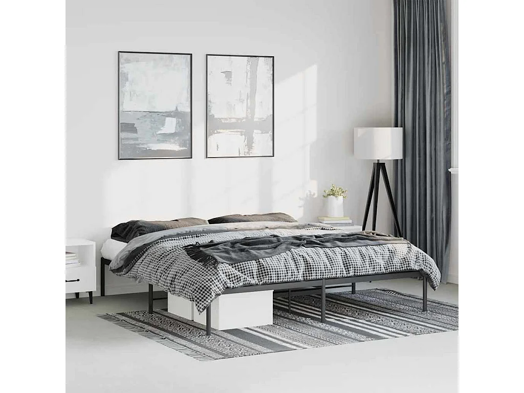 Lit double | Lit adulte | Cadre de lit métal noir 183x213 cm