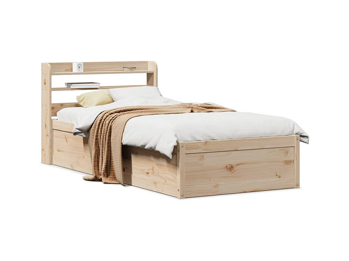 Letto per adulti | Letto singolo | Giroletto con Testiera 100x200 cm Legno Massello di Pino