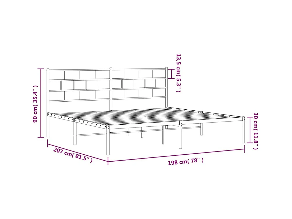 Lit double | Lit adulte | Cadre de lit métal et tête de lit blanc 193x203 cm
