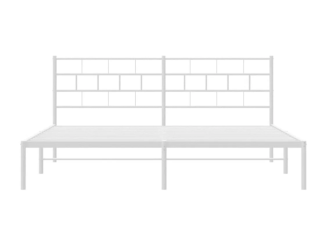 Lit double | Lit adulte | Cadre de lit métal et tête de lit blanc 193x203 cm