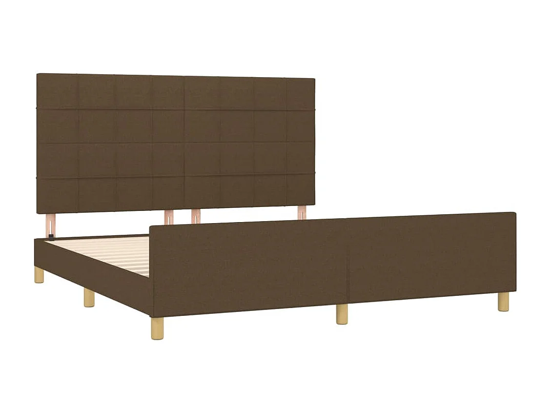 Lit double | Lit adulte | Cadre de lit marron foncé 160x200 cm tissu