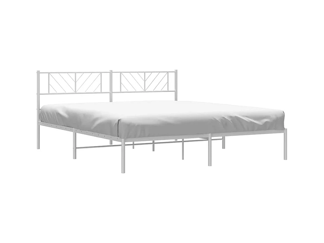Lit double | Lit adulte | Cadre de lit métal et tête de lit blanc 193x203 cm