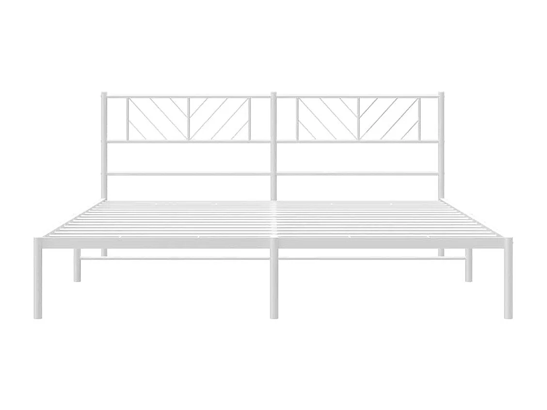 Lit double | Lit adulte | Cadre de lit métal et tête de lit blanc 193x203 cm