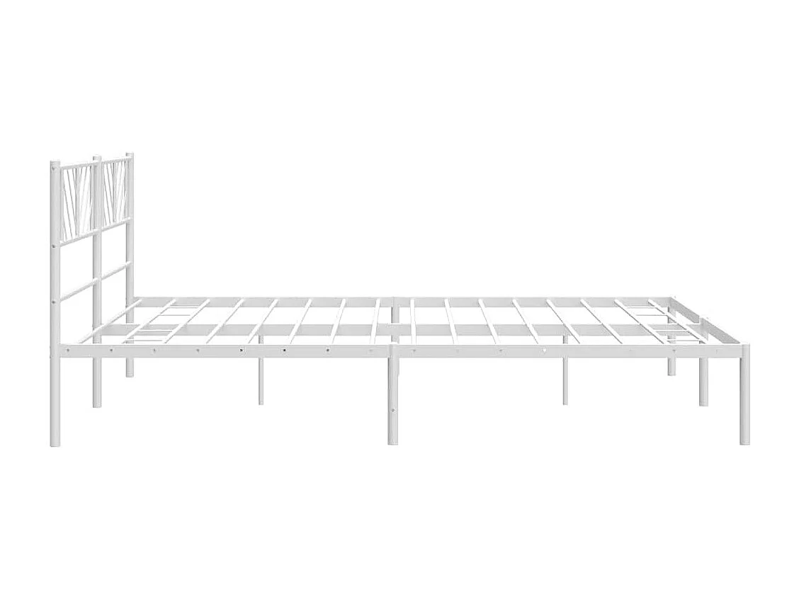 Lit double | Lit adulte | Cadre de lit métal et tête de lit blanc 193x203 cm
