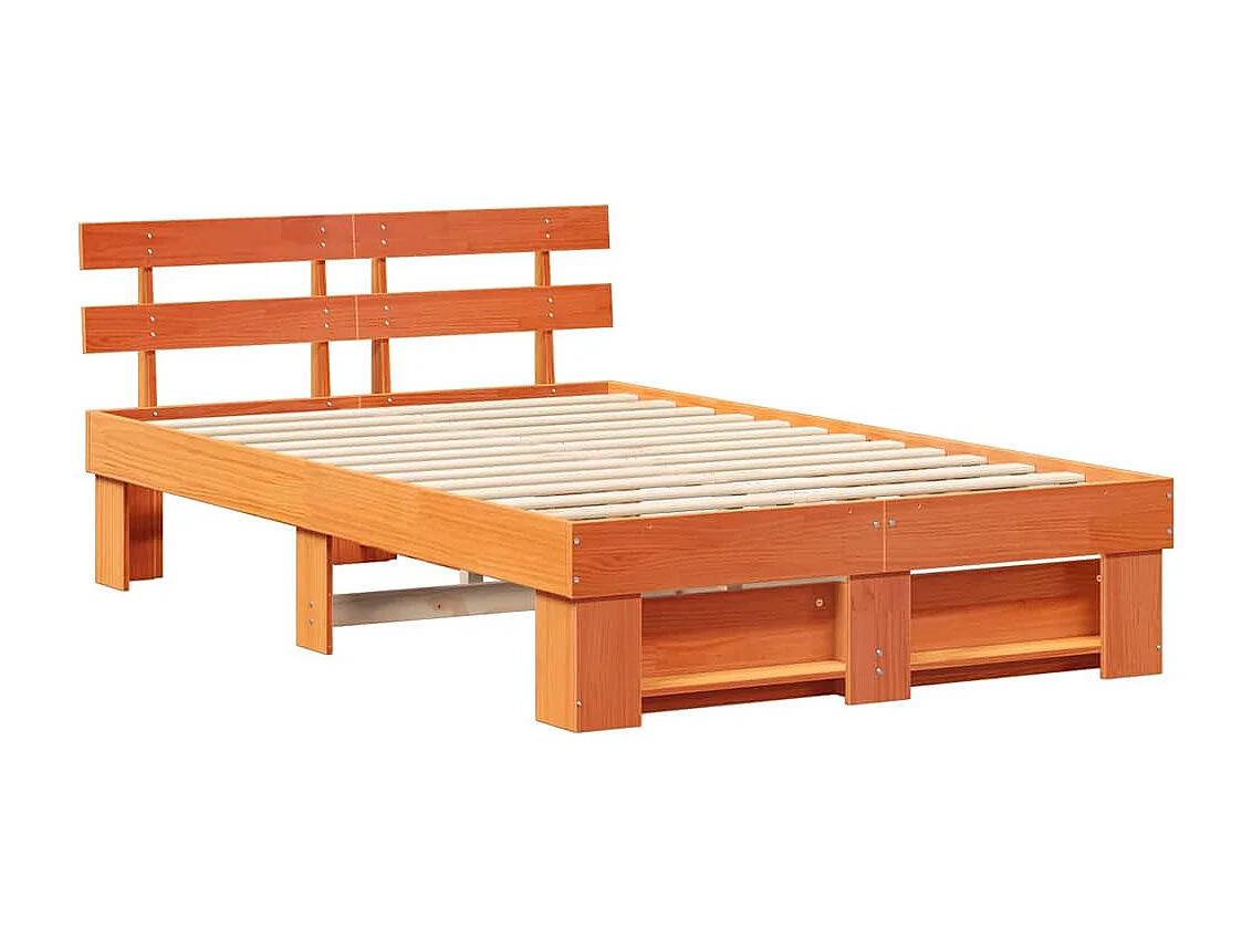 Lit double | Lit adulte | Cadre de lit Marron cire 135x190 cm Bois massif en pin