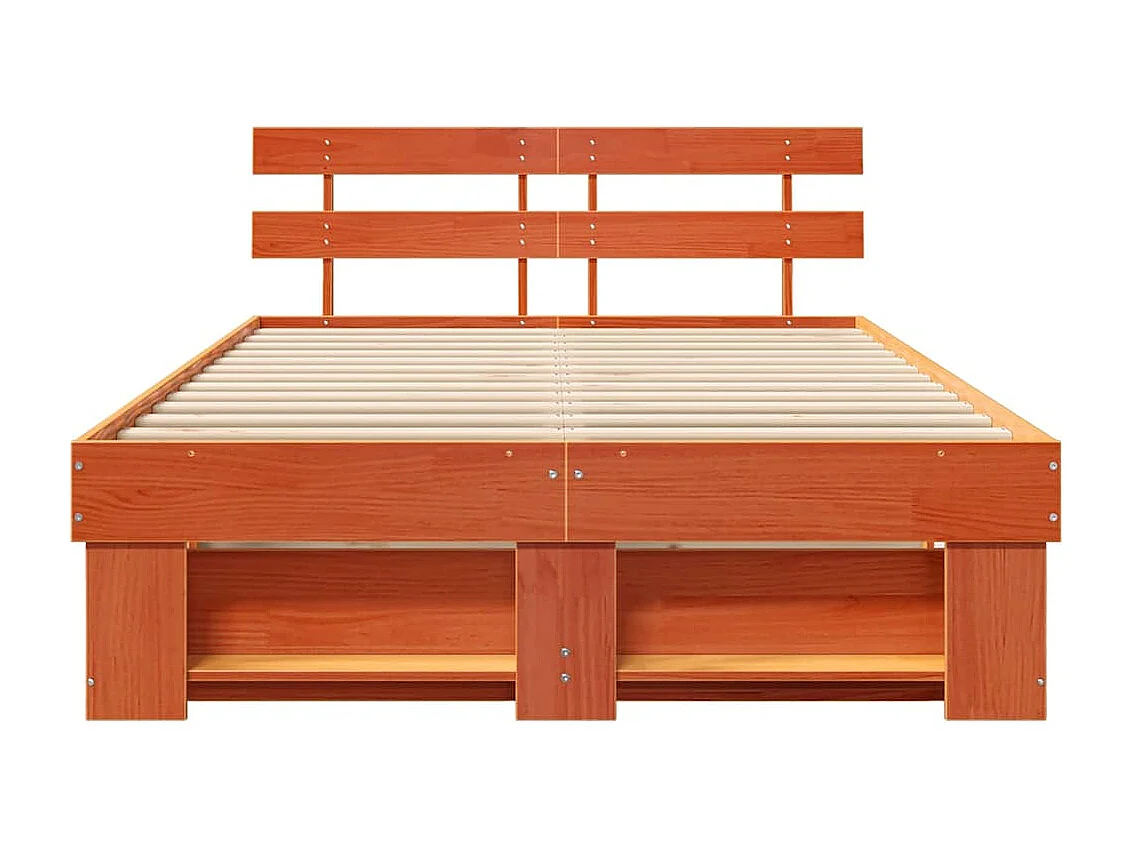 Lit double | Lit adulte | Cadre de lit Marron cire 135x190 cm Bois massif en pin