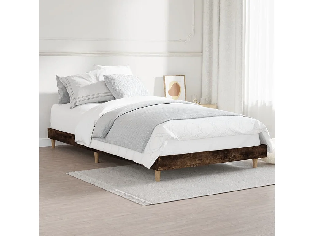 Lit simple | Lit adulte, enfant | Cadre de lit chêne fumé 90x200cm bois d'ingénierie