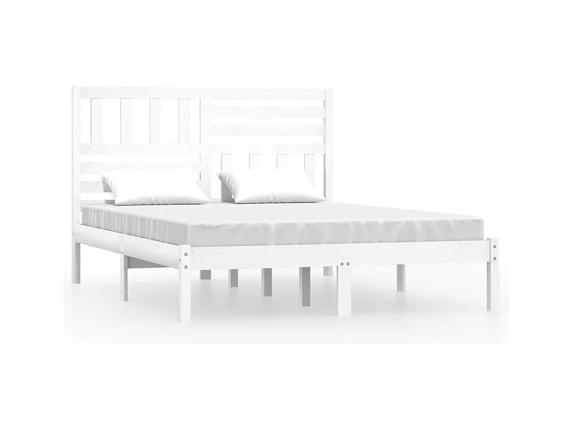 Lit double | Lit adulte | Cadre de lit blanc bois de pin massif 140x190 cm