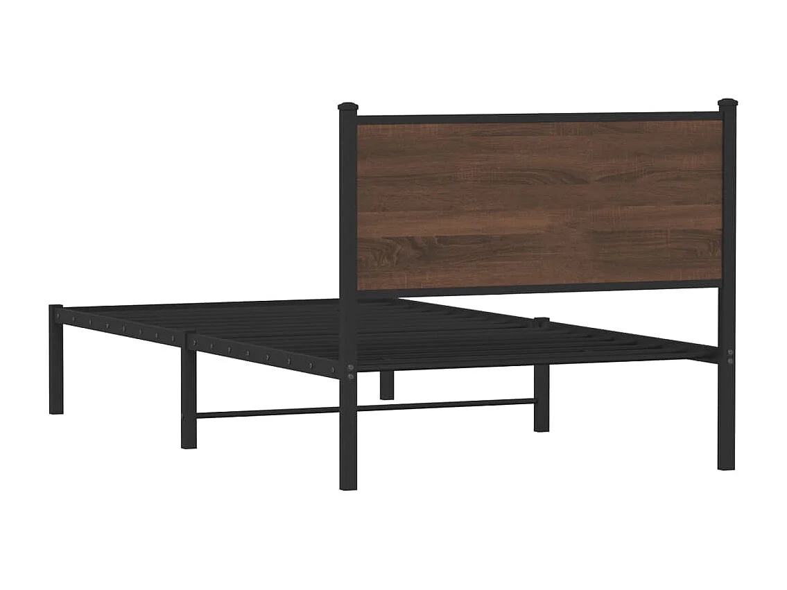 Lit simple | Lit adulte, enfant | Cadre de lit en métal chêne marron 107x203 cm
