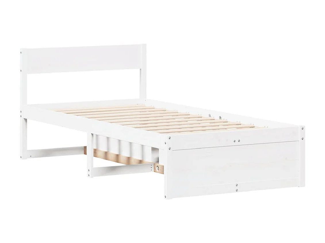 Lit simple | Lit adulte, enfant | Cadre de lit blanc 75x190 cm bois de pin massif