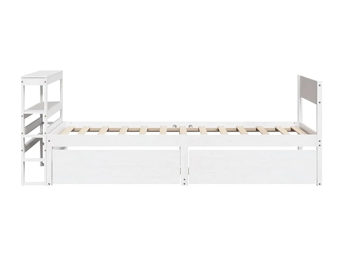 Lit simple | Lit adulte, enfant | Cadre de lit blanc 75x190 cm bois de pin massif