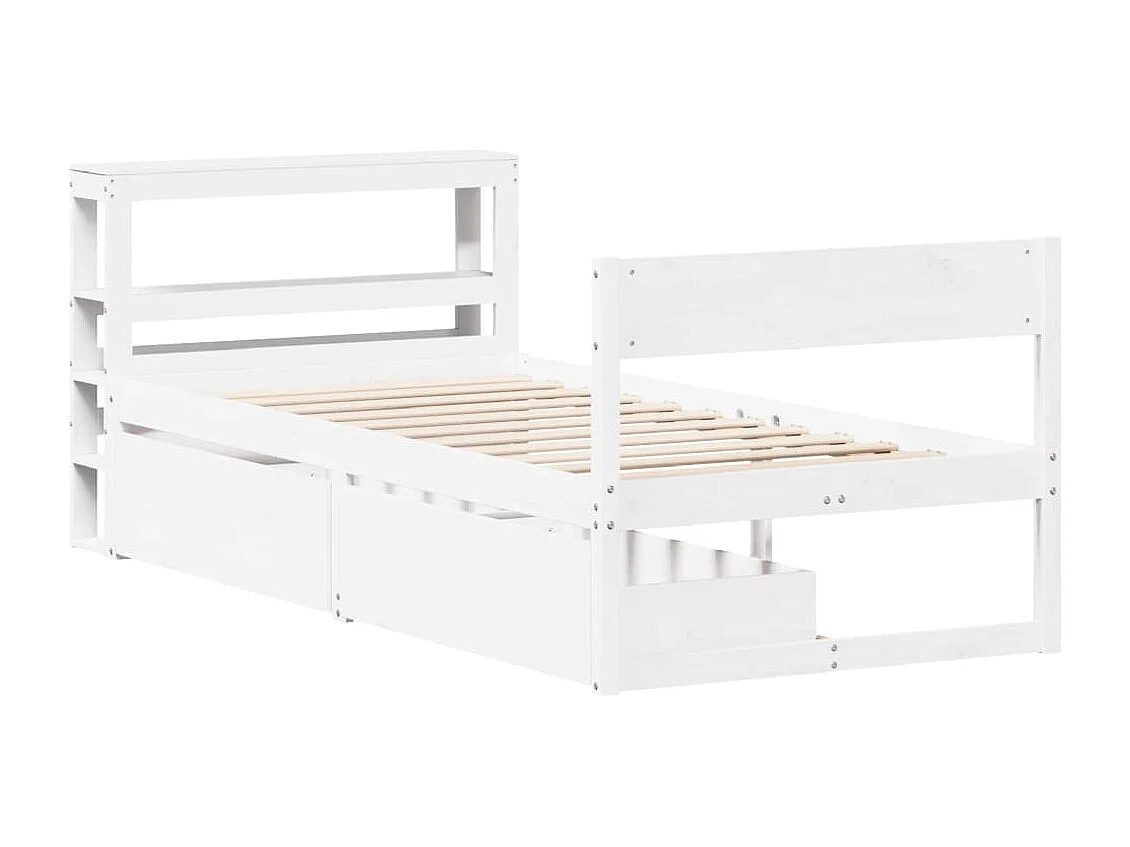 Lit simple | Lit adulte, enfant | Cadre de lit blanc 75x190 cm bois de pin massif
