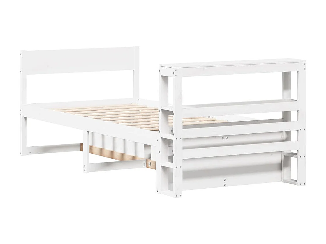 Lit simple | Lit adulte, enfant | Cadre de lit blanc 75x190 cm bois de pin massif