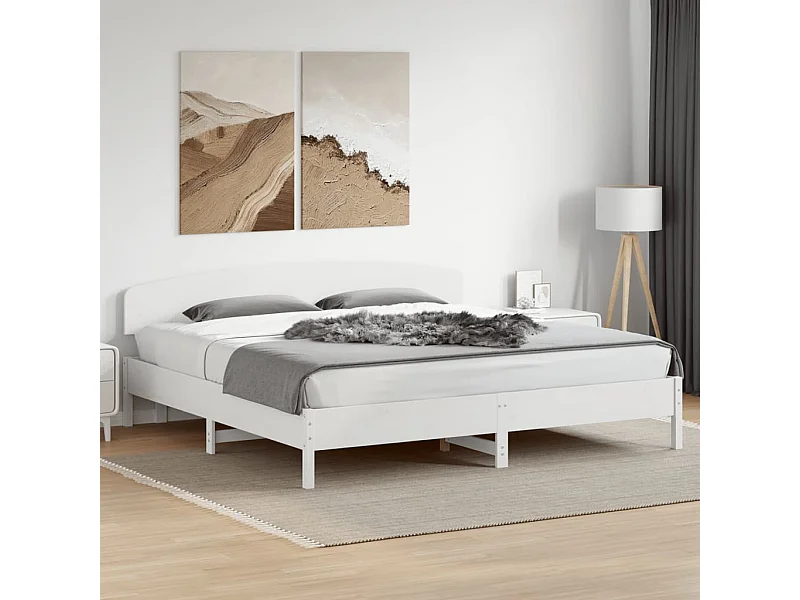 Lit double | Lit adulte | Cadre de lit blanc 180x200 cm bois massif de pin